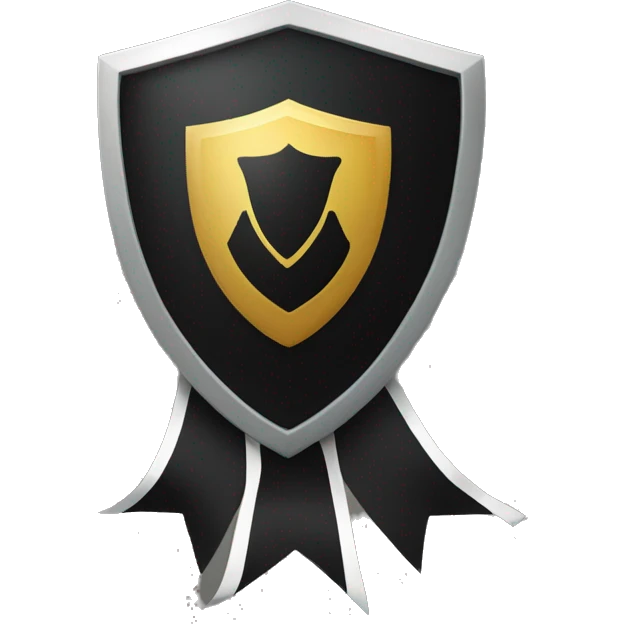 black shield and infront a horizontal ribbon emoji