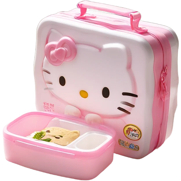 pink white light melody hello kitty sanrio cute lunch box white emoji