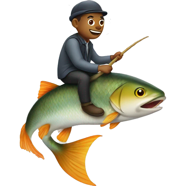 man riding on a fish emoji