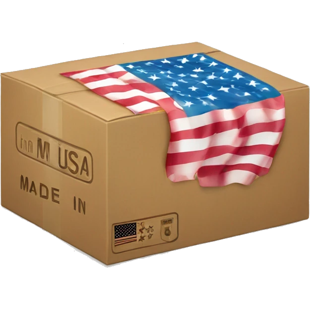 a box with "made in usa" text emoji