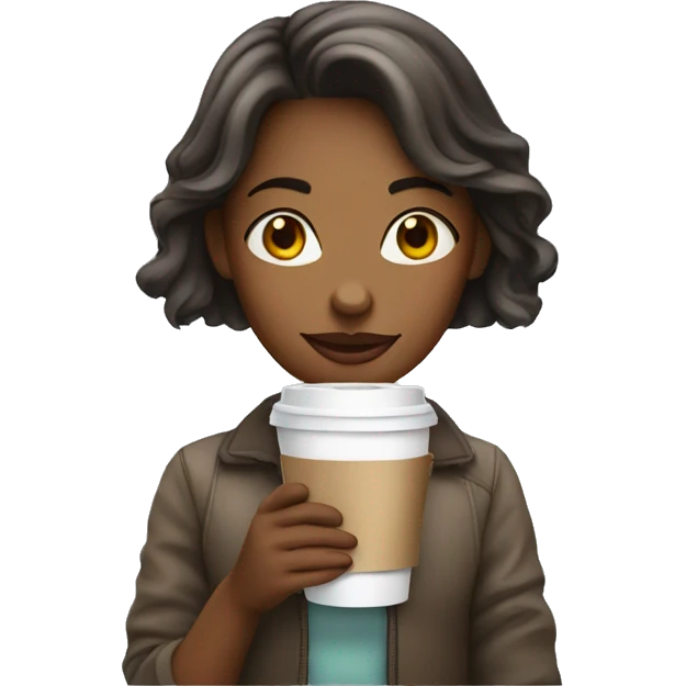 A girl with a disposable cup of coffee emoji