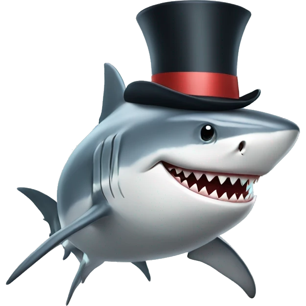 Shark with a top hat emoji