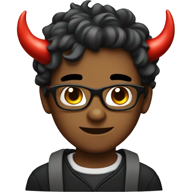 Cute nerd with devil horns emoji