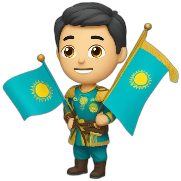 Tokaev with flag of Kazakhstan  emoji