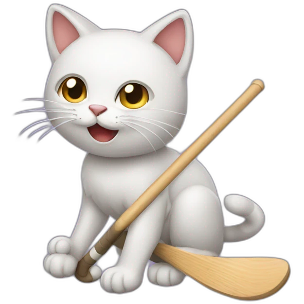 Cat play field hockey emoji