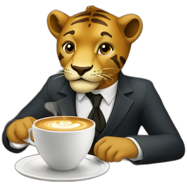 Leão tomando café emoji