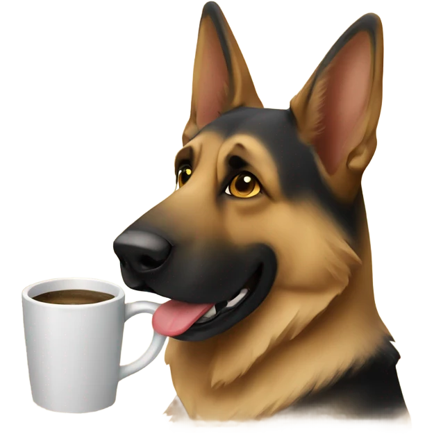 German shepherd drinking coffee  emoji