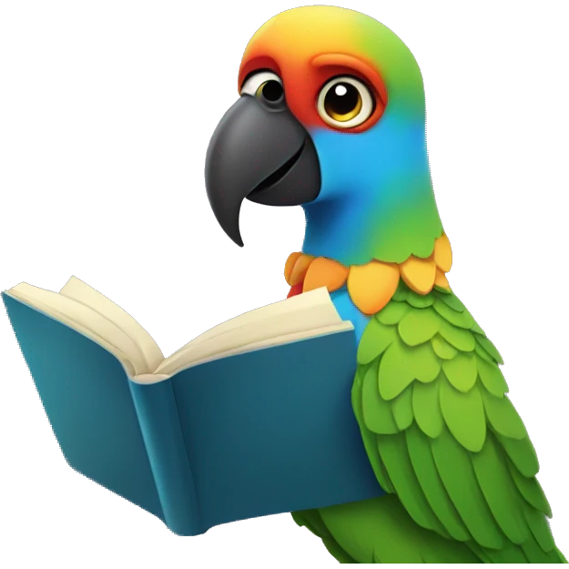 party parrot with a book emoji