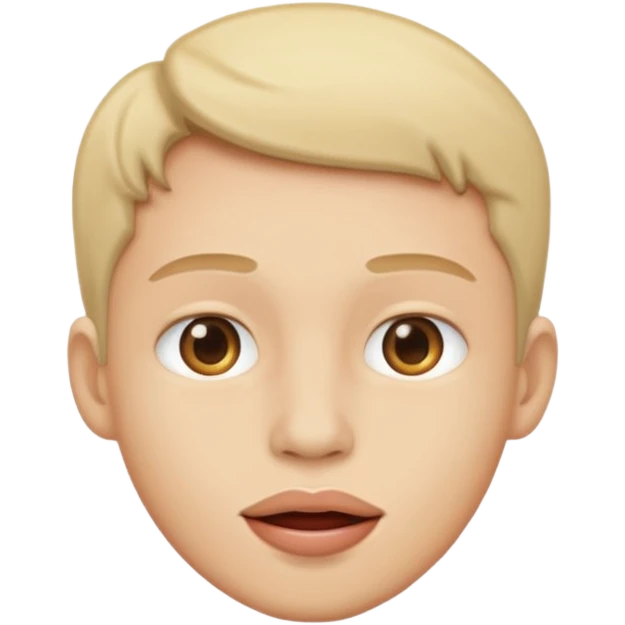 Tête de profil, et qui fait chute en montrant sa bouche emoji