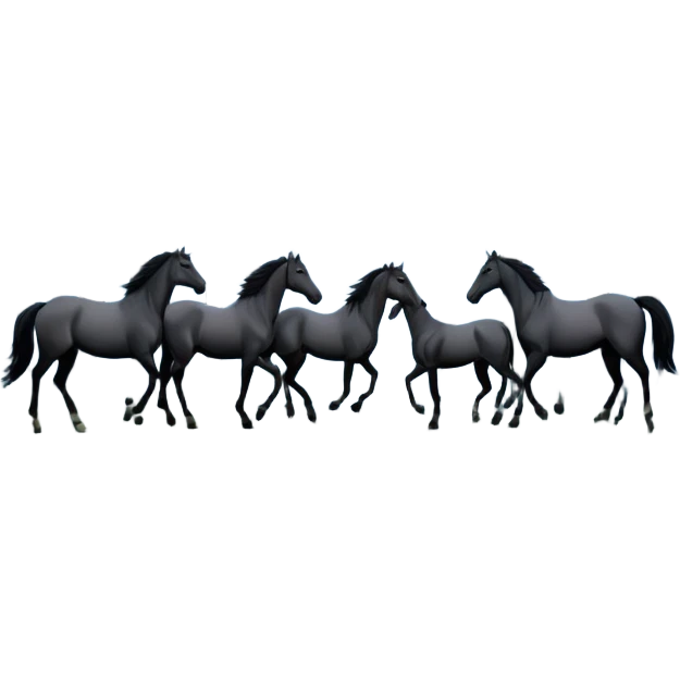 Hundred horses in the night forest with full moon in many stars emoji