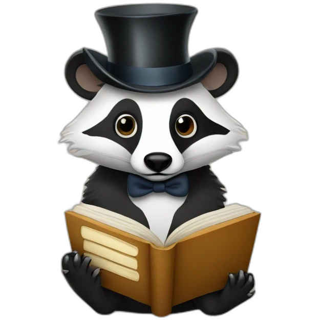 Badger with a monocle and a book emoji