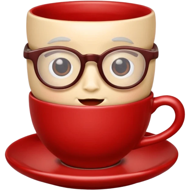 talking teacup red with glassess emoji