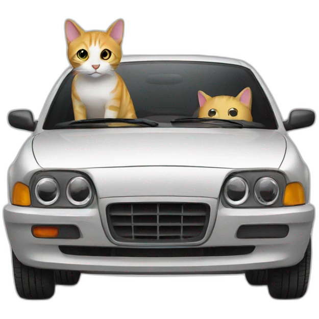 Car with a cat emoji
