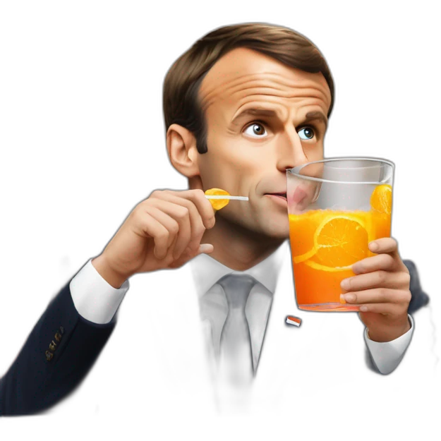 emmanuel macron drinking a fanta emoji