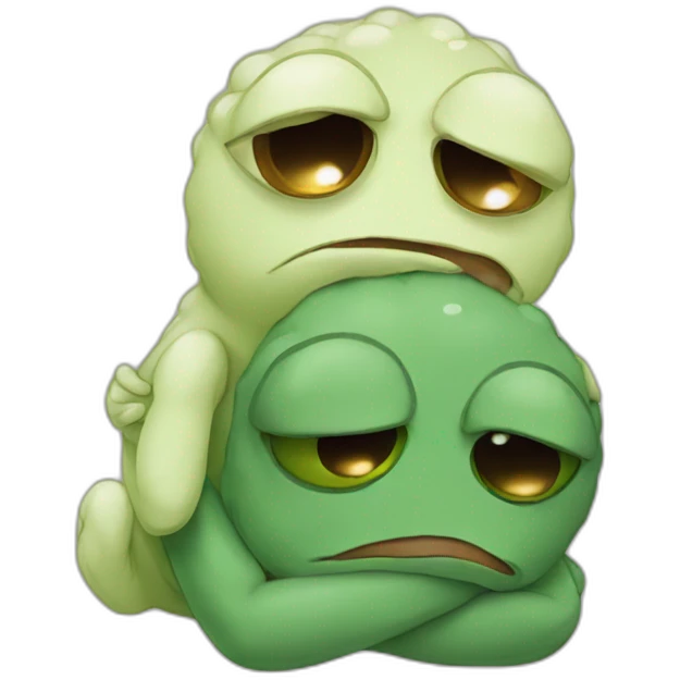 two crying pepe cuddling each other emoji