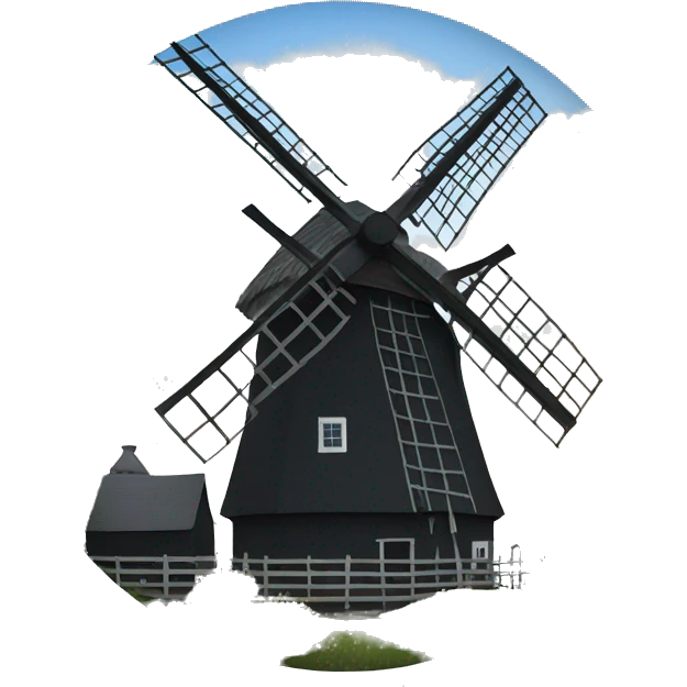 Dutch black and white windmill emoji