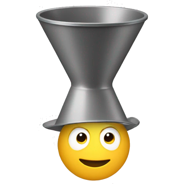 A funny men with a funnel upside down on his head emoji