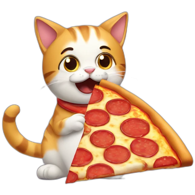 cat eating a slice of pizza emoji