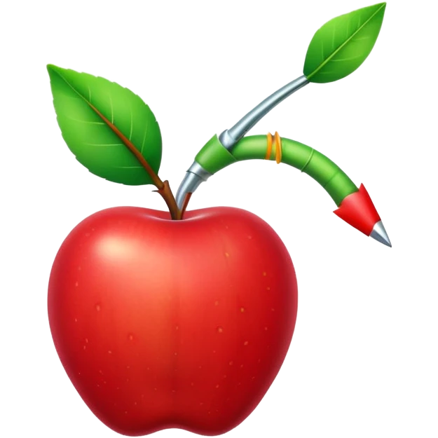 arrow, apple, and worm emoji