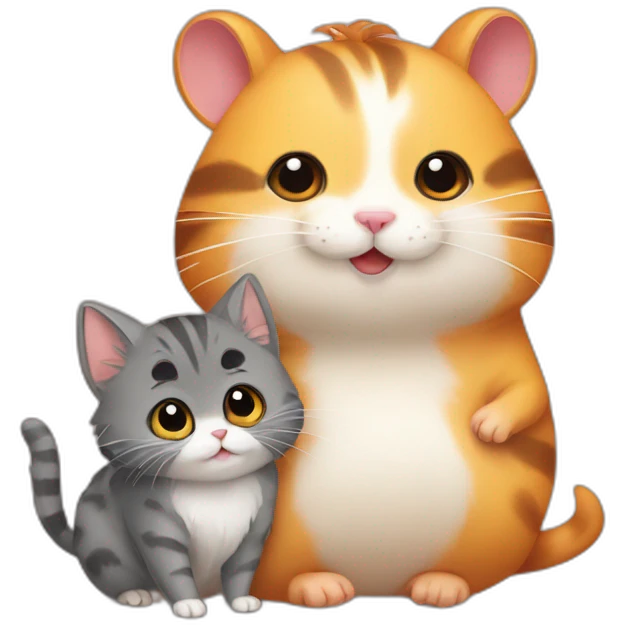  a hamster and a cat who love each other emoji