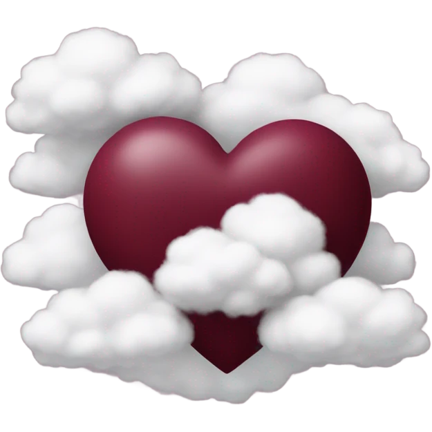 burgundy heart with clouds emoji