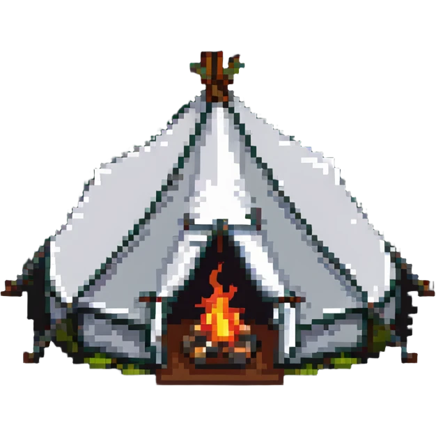 white and green camping tent emoji