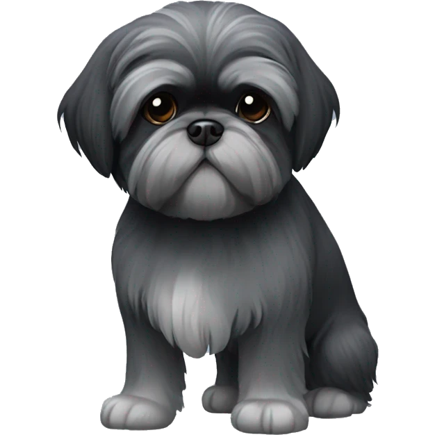 Small all dark grey shih tzu emoji