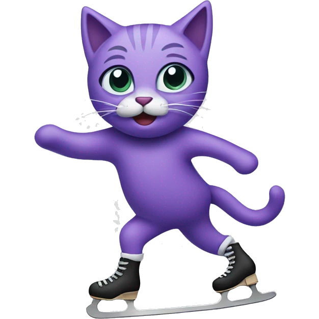 Purple cat ice skating  emoji