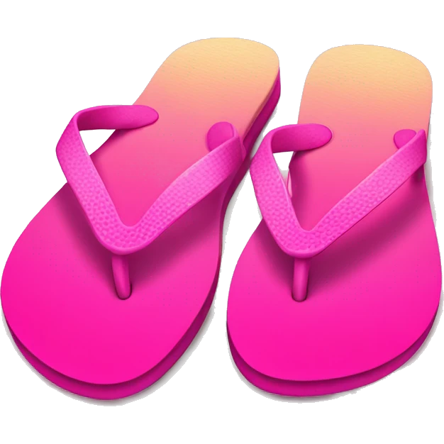 Realistic hot pink gradient pair of summer flip flops isolated. emoji