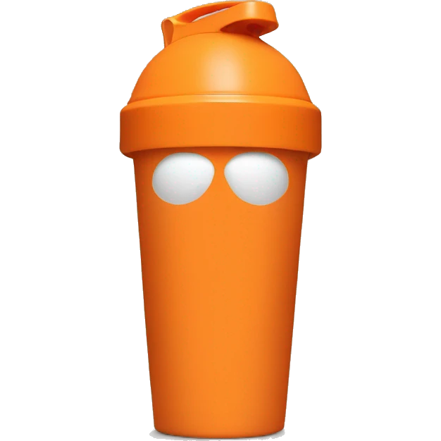 Orange protein shaker cup without a face emoji