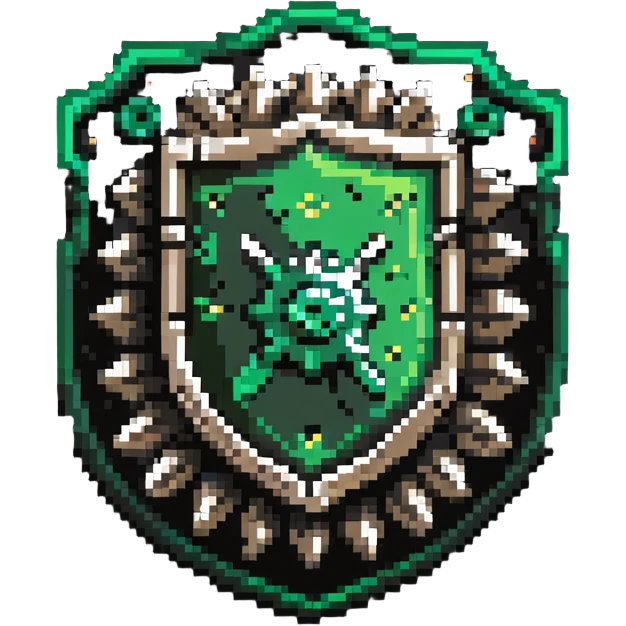 green magical code shield with gear and coding tools emoji