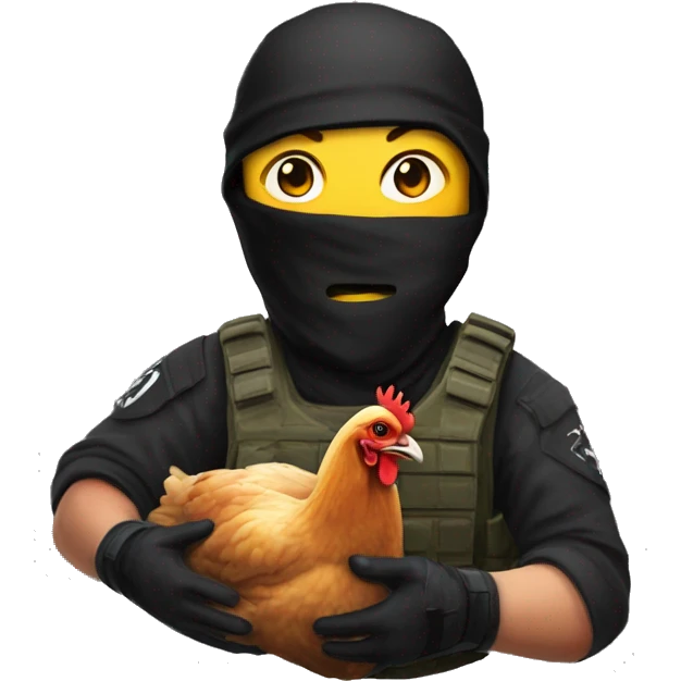 Counter-terrorist from Counter-Strike 2 game, holding chicken in hands emoji