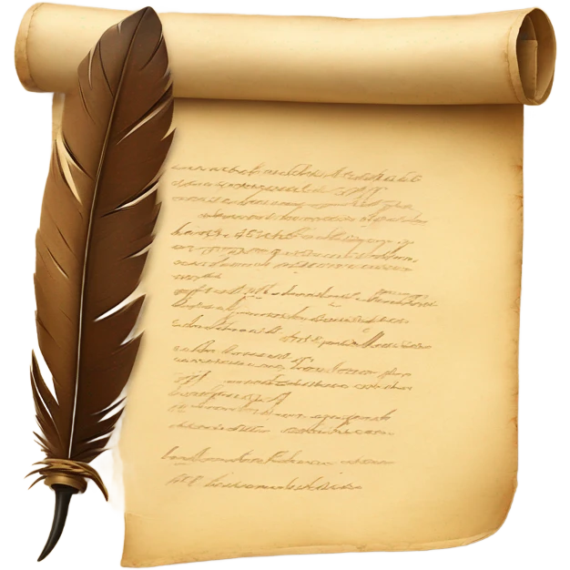 brown Quill pen with parchment scroll emoji