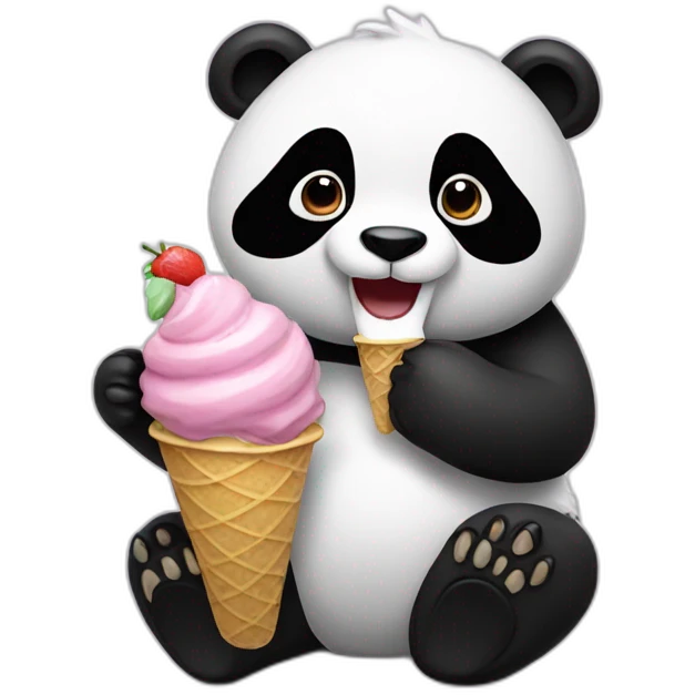 panda eating ice-cream emoji