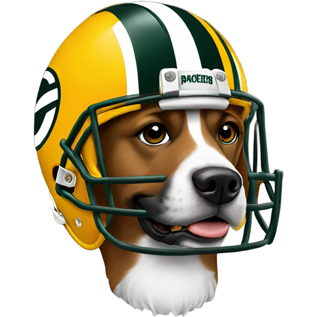 dog with green bay packers helmet emoji