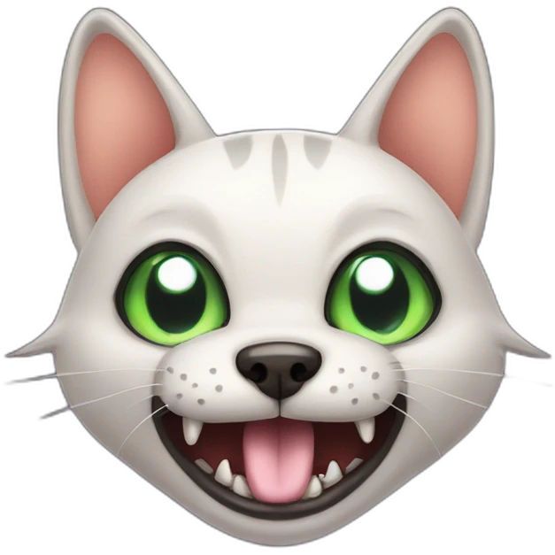 cartoon alien cat-dog with big fangs and a cape and without ears emoji