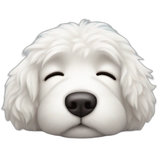 Fluffy white dog sleeping face emoji