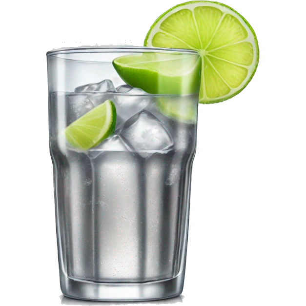 Diet Coke in a glass with ice and a lime emoji