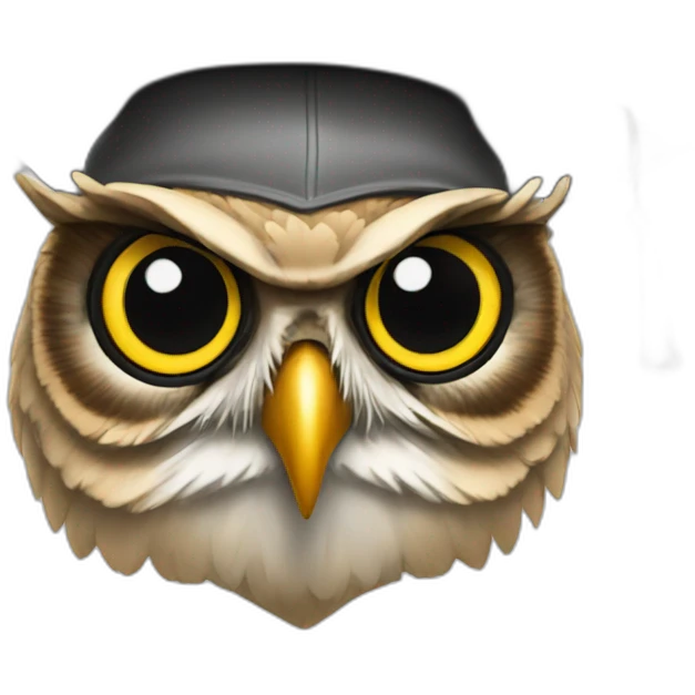 Owl head using a university cap emoji