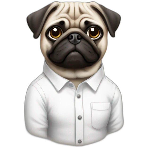 pug dressed wearing white button down shirt emoji