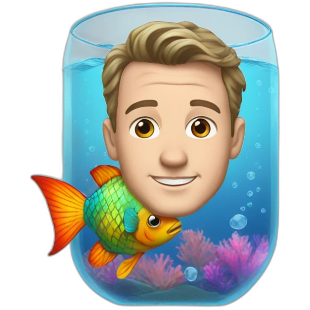 Jonathan Toews as rainbow fish inside an aquarium emoji