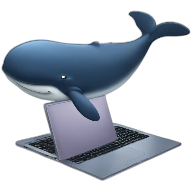 Whale using laptop emoji