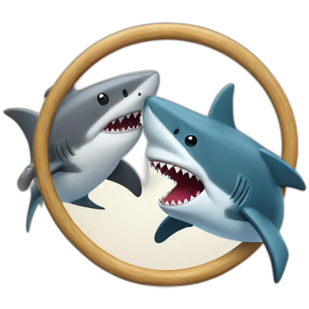 Shark boxing with dolphin in a ring emoji