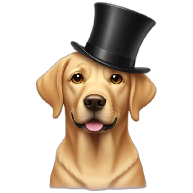 Golden Labrador with a top hat emoji