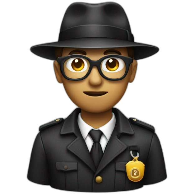 Detective with search glass all black emoji