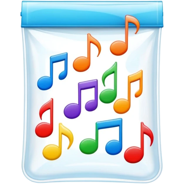 ziplock bag with several colorful music notes inside emoji