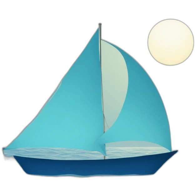 a blue sailing boat silhouette on a sea background  emoji