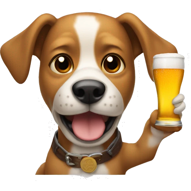 Dog drinking a beer emoji