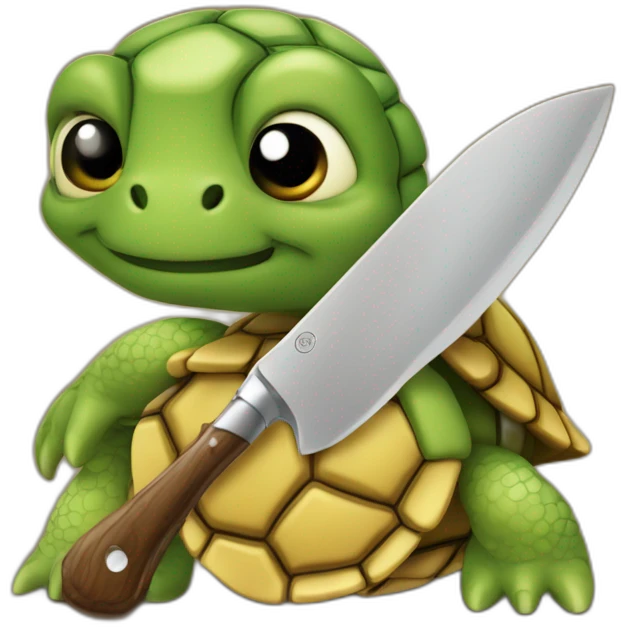 tortue dans un trou avec un couteau emoji