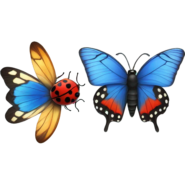 blue butterfly with ladybug  emoji